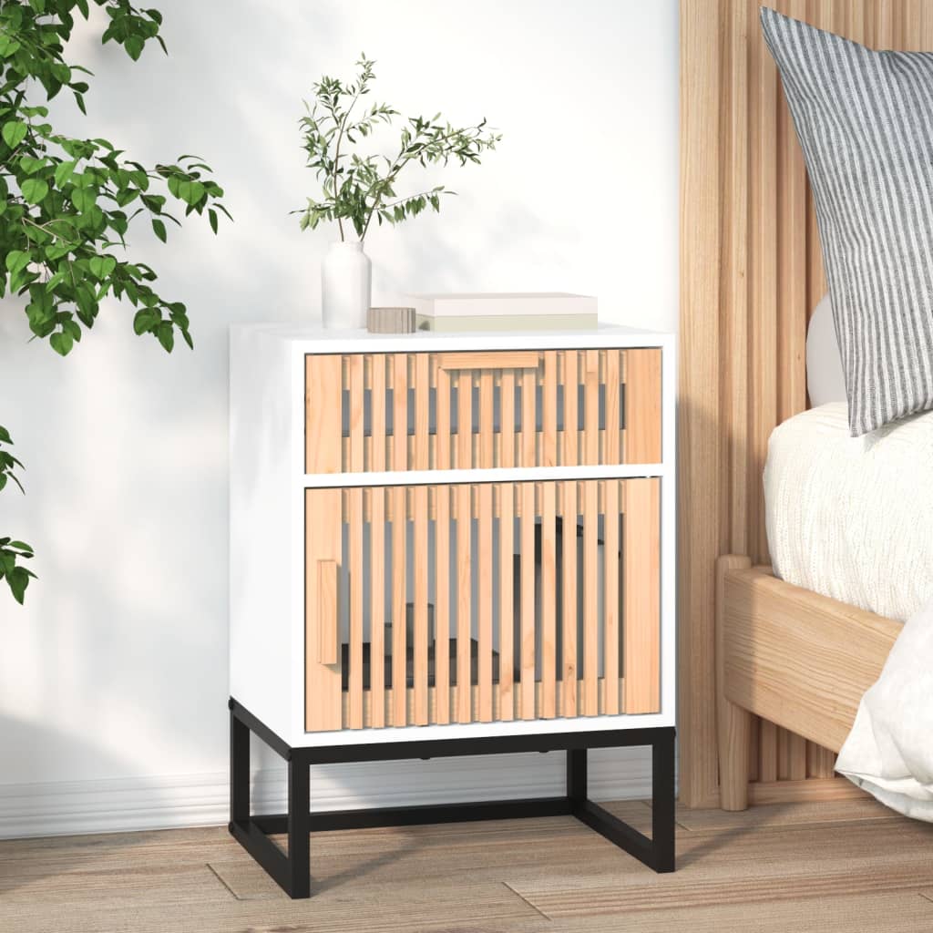Comodino 40X30X55,5 Cm Legno Multistrato E Ferro