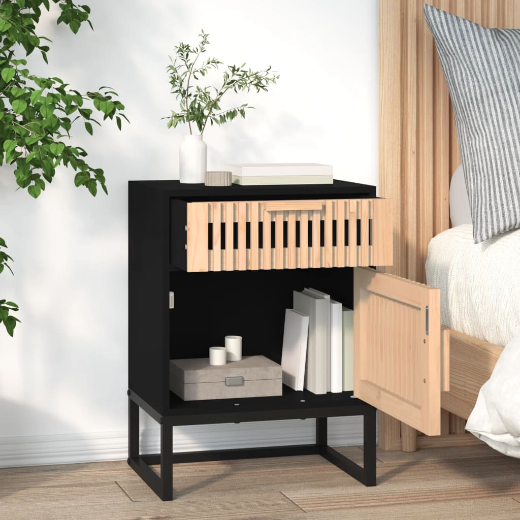 Comodino 40X30X55,5 Cm Legno Multistrato E Ferro
