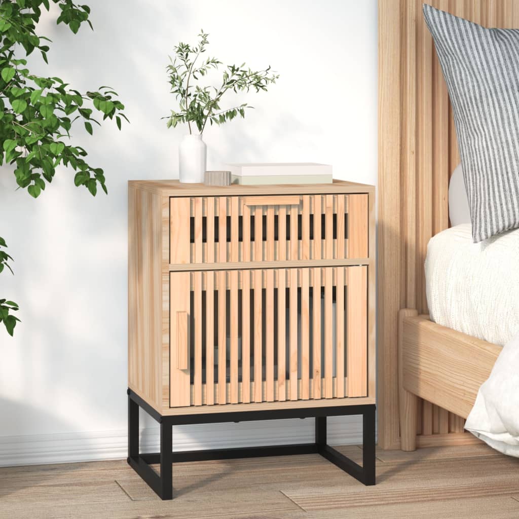 Comodino 40X30X55,5 Cm Legno Multistrato E Ferro