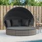 Lettino Prendisole Esterno Tetto E Cuscini Nero In Polyrattan
