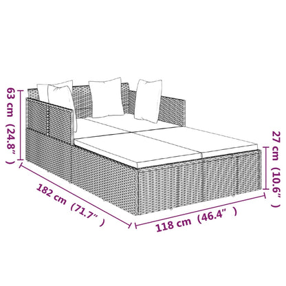 Lettino Con Cuscini 182X118X63 Cm In Polyrattan