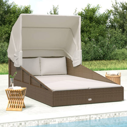 Lettino Con Tettuccio Pieghevole 200X114X128 Cm Polyrattan