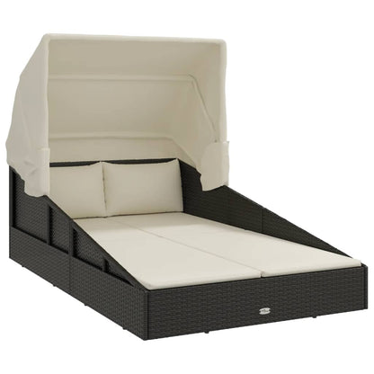 Lettino Con Tettuccio Pieghevole 200X114X128 Cm Polyrattan