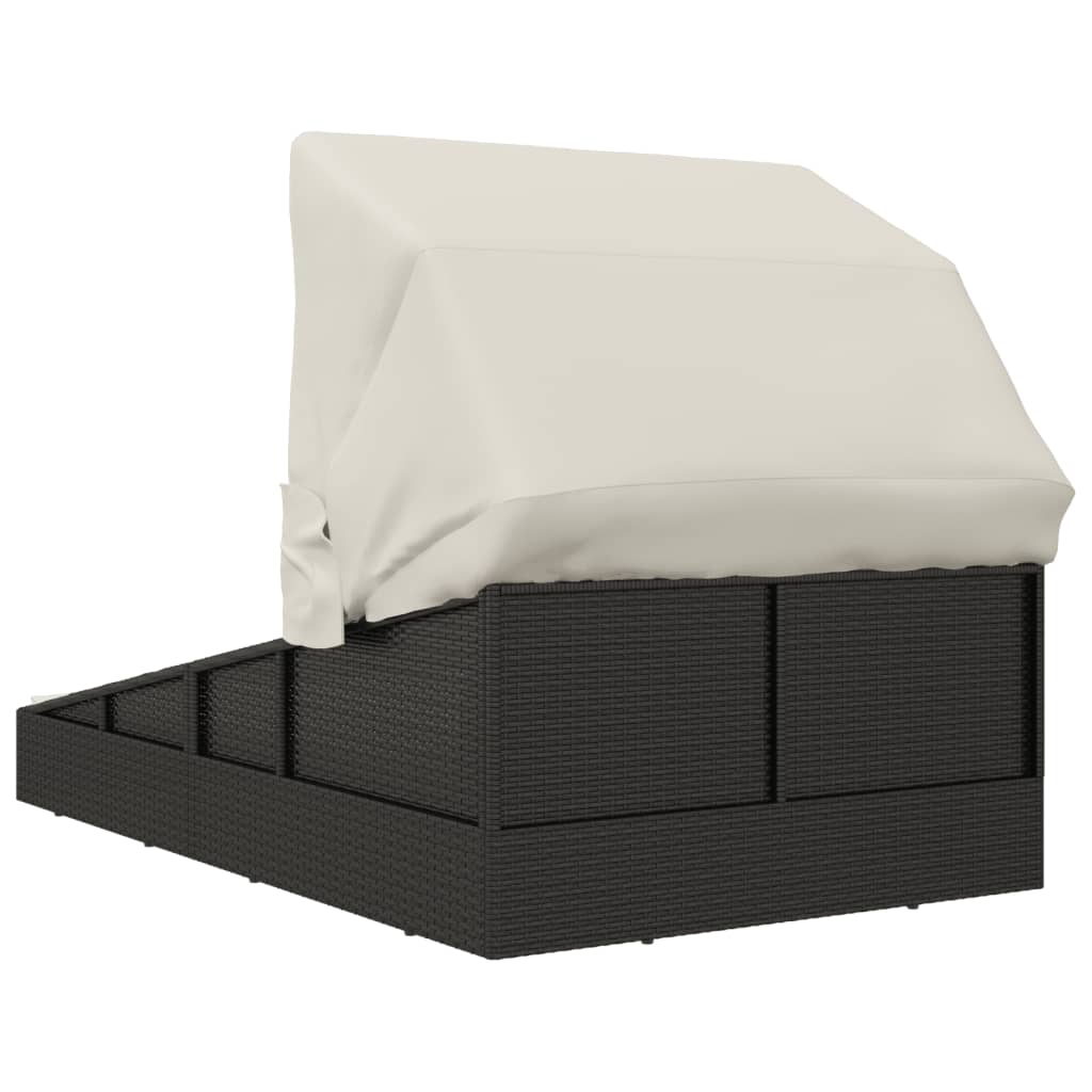 Lettino Con Tettuccio Pieghevole 200X114X128 Cm Polyrattan