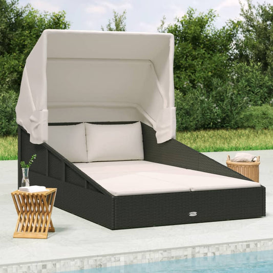 Lettino Con Tettuccio Pieghevole 200X114X128 Cm Polyrattan