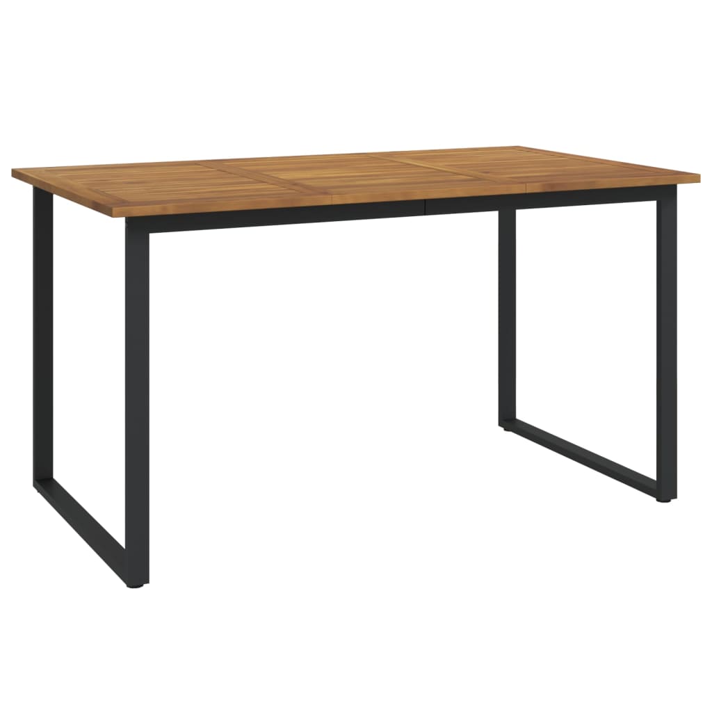 Tavolo Giardino Con Gambe A U 140X80X75Cm Legno Massello Acacia Nero