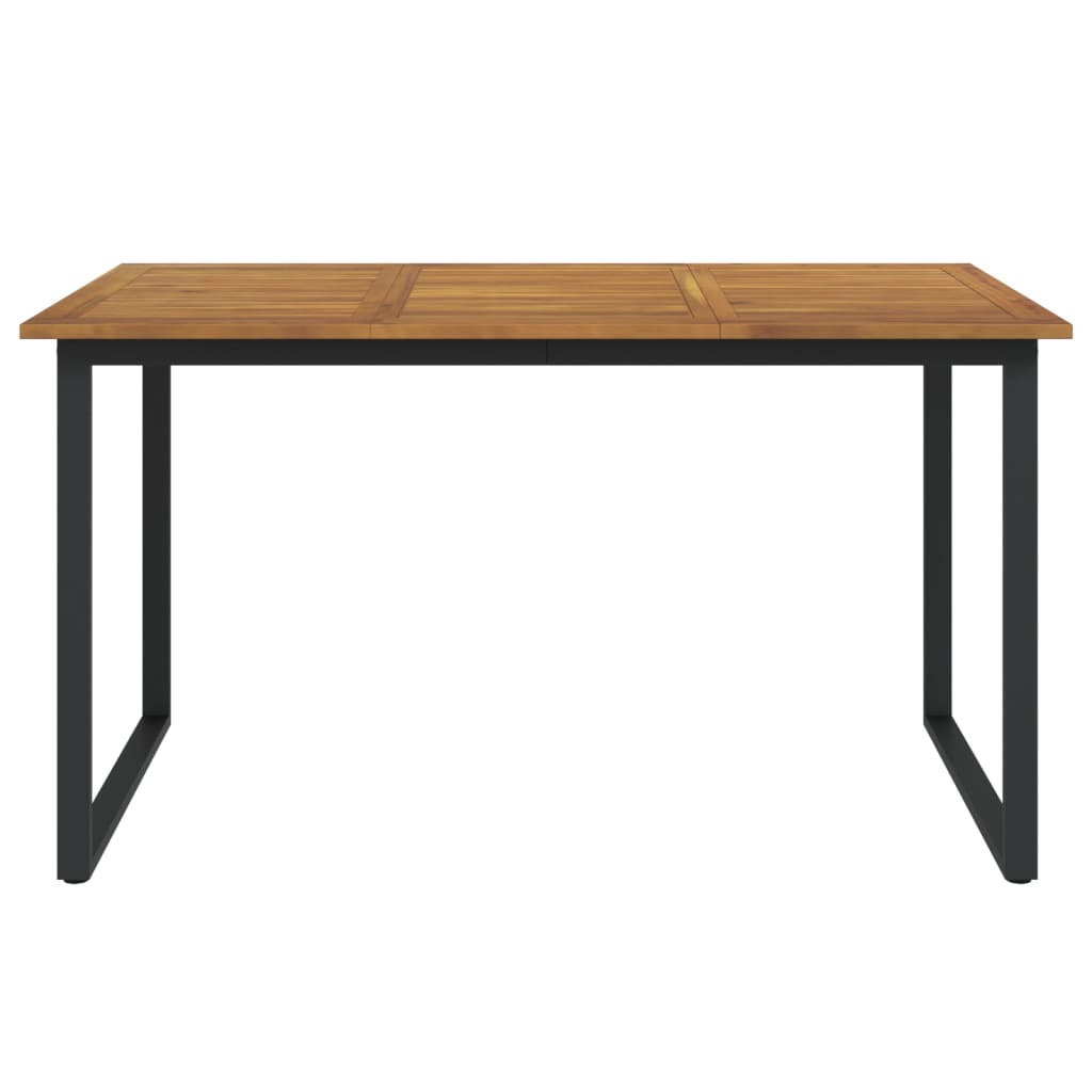 Tavolo Giardino Con Gambe A U 140X80X75Cm Legno Massello Acacia Nero