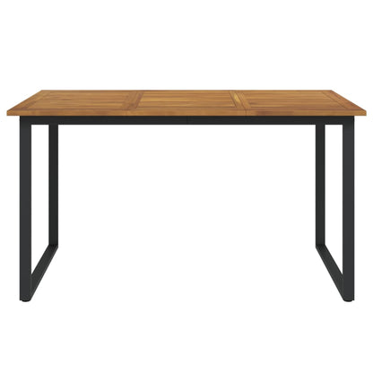 Tavolo Giardino Con Gambe A U 140X80X75Cm Legno Massello Acacia Nero