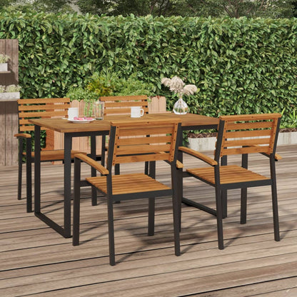 Tavolo Giardino Con Gambe A U 140X80X75Cm Legno Massello Acacia Nero