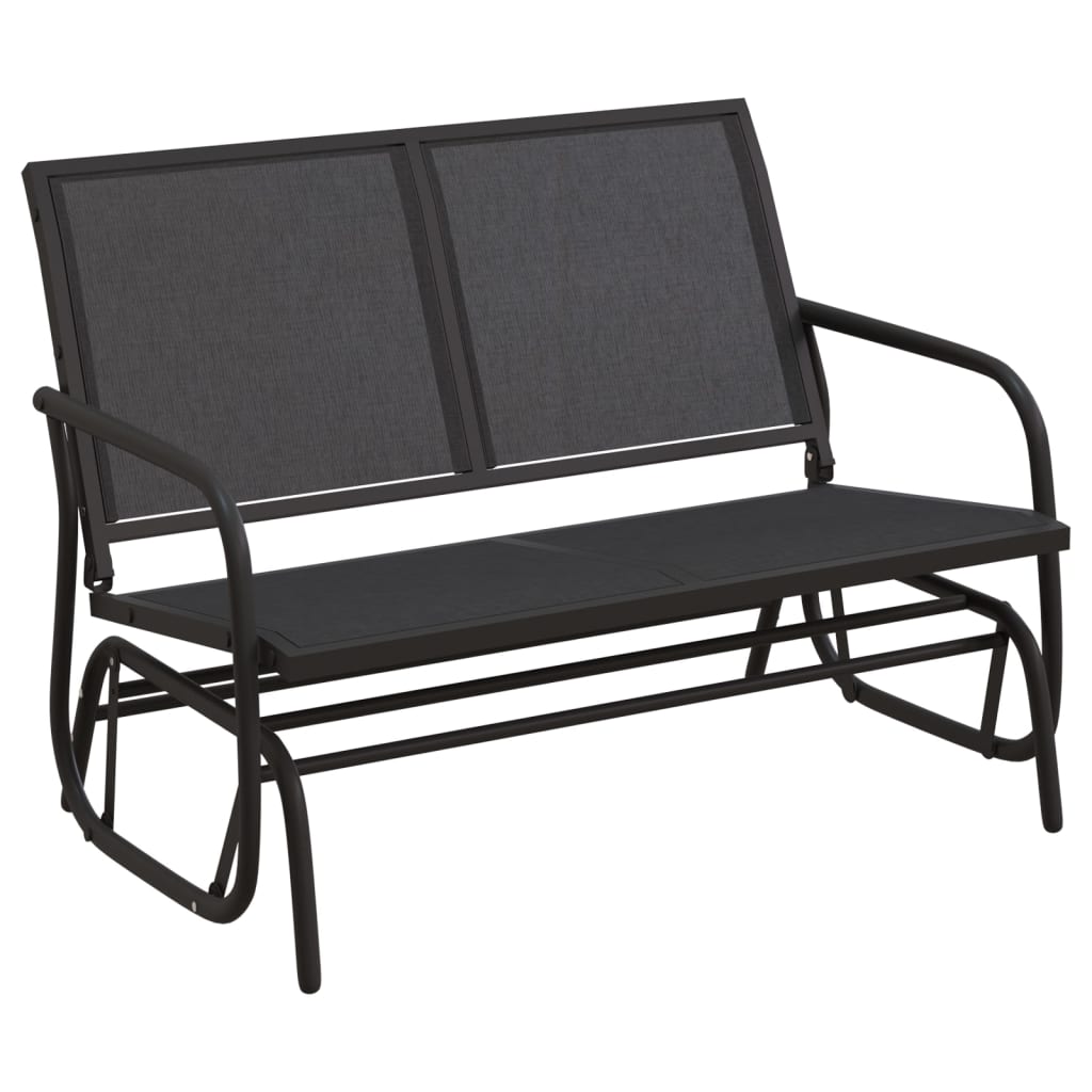 Panca Glider Giardino Nera 120,5X76X86,5 Cm Textilene E Acciaio