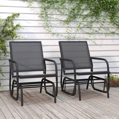 Sedia A Dondolo Da Giardino Nera 61X76X87Cm Textilene E Acciaio