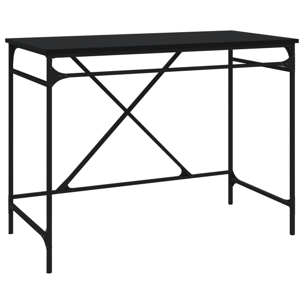 Scrivania Nera 100X50X75 Cm In Legno Multistrato E Ferro