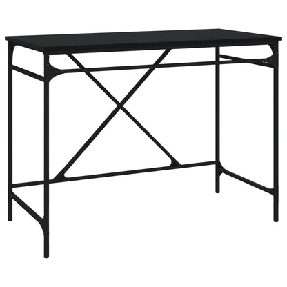 Scrivania Nera 100X50X75 Cm In Legno Multistrato E Ferro