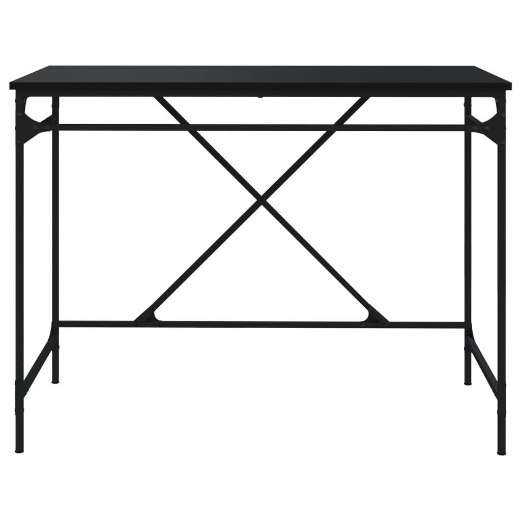 Scrivania Nera 100X50X75 Cm In Legno Multistrato E Ferro
