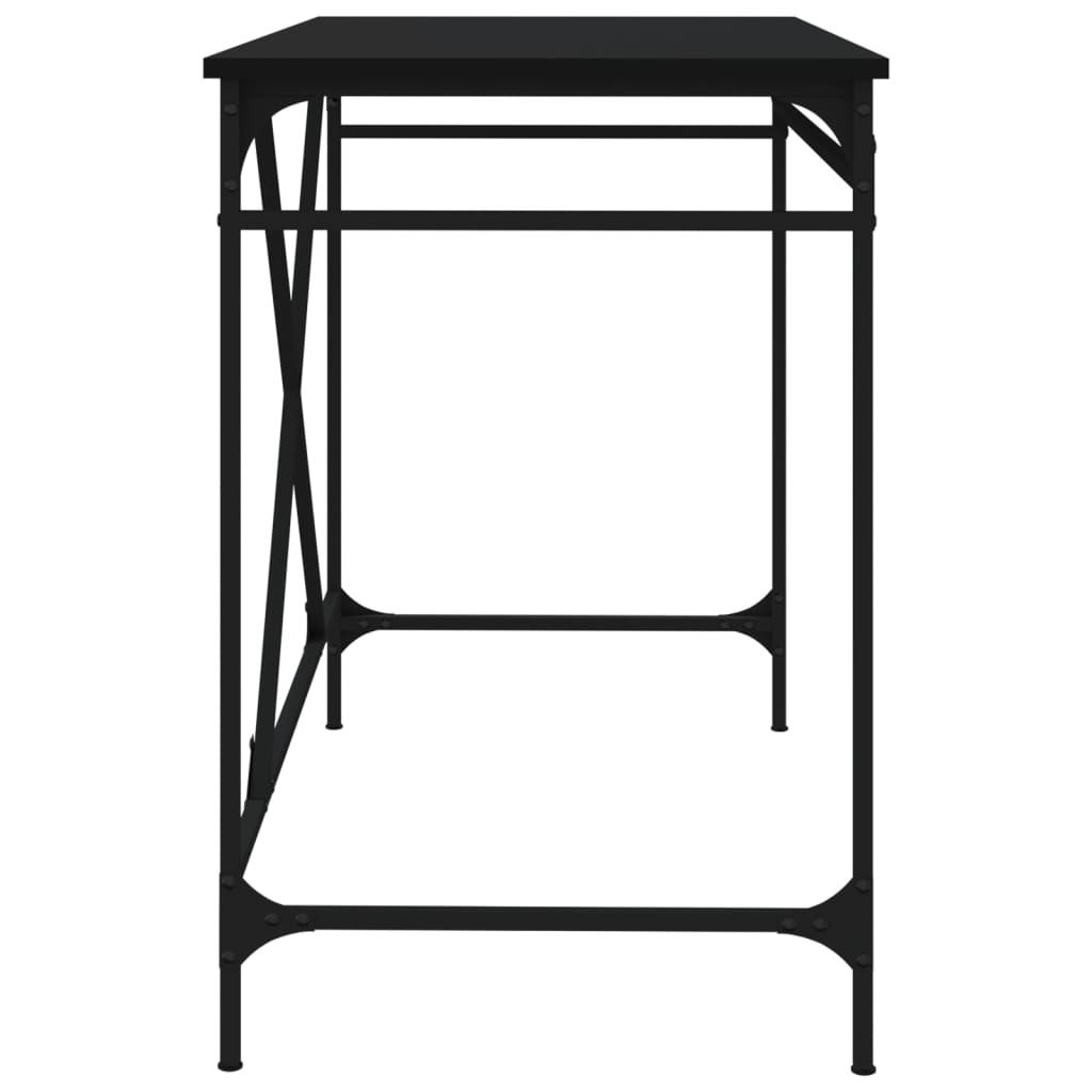 Scrivania Nera 100X50X75 Cm In Legno Multistrato E Ferro
