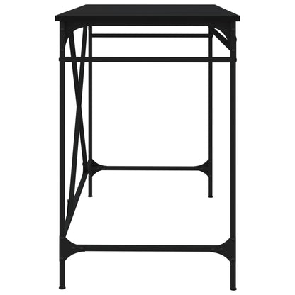 Scrivania Nera 100X50X75 Cm In Legno Multistrato E Ferro