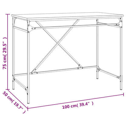 Scrivania Nera 100X50X75 Cm In Legno Multistrato E Ferro