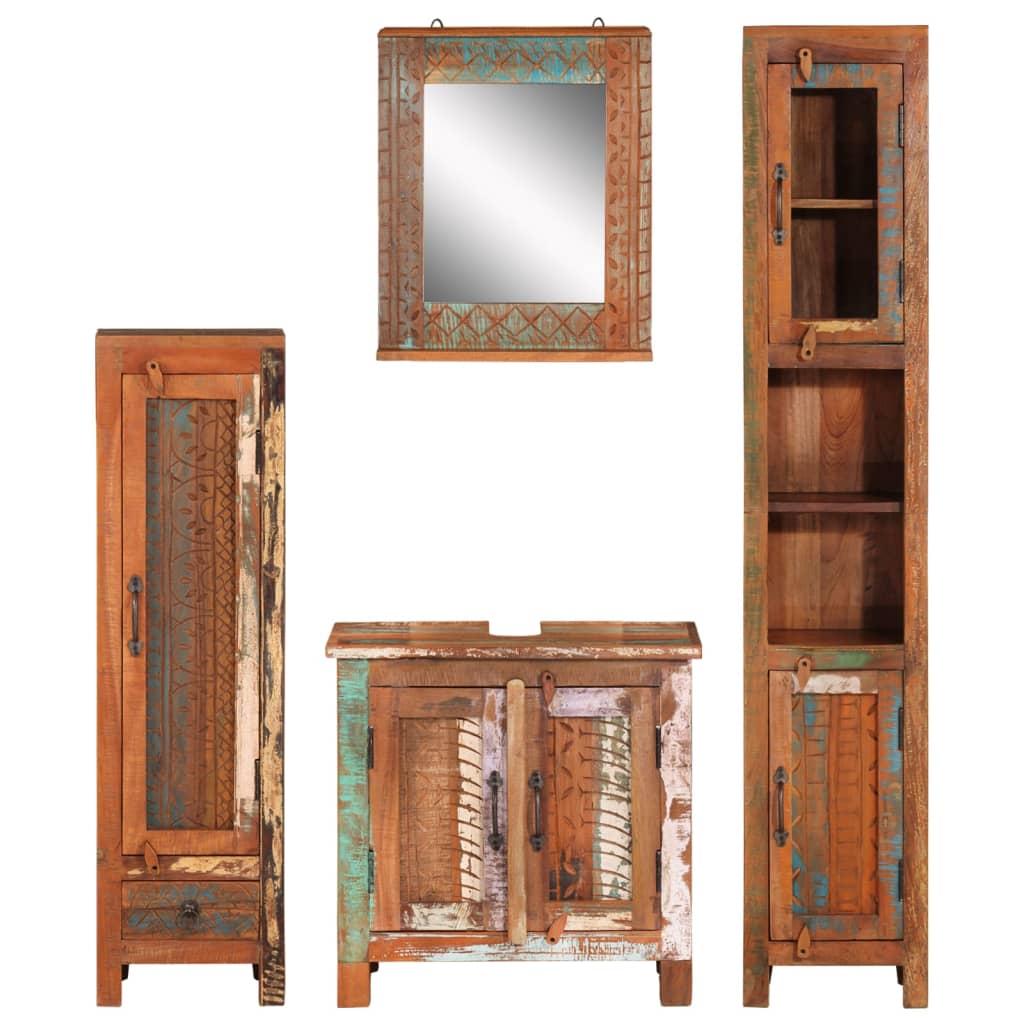 Set Mobili Da Bagno 4 Pz In Legno Massello Di Recupero