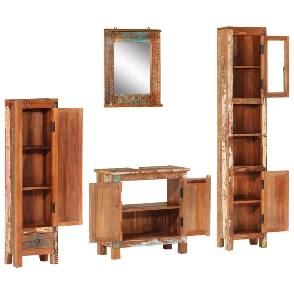 Set Mobili Da Bagno 4 Pz In Legno Massello Di Recupero