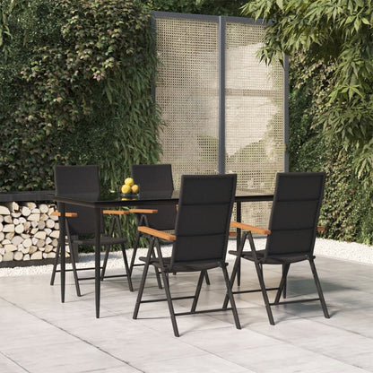 Set Mobili Da Pranzo Per Giardino 7 Pz Nero