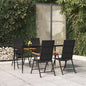 Set Mobili Da Pranzo Per Giardino 7 Pz Nero
