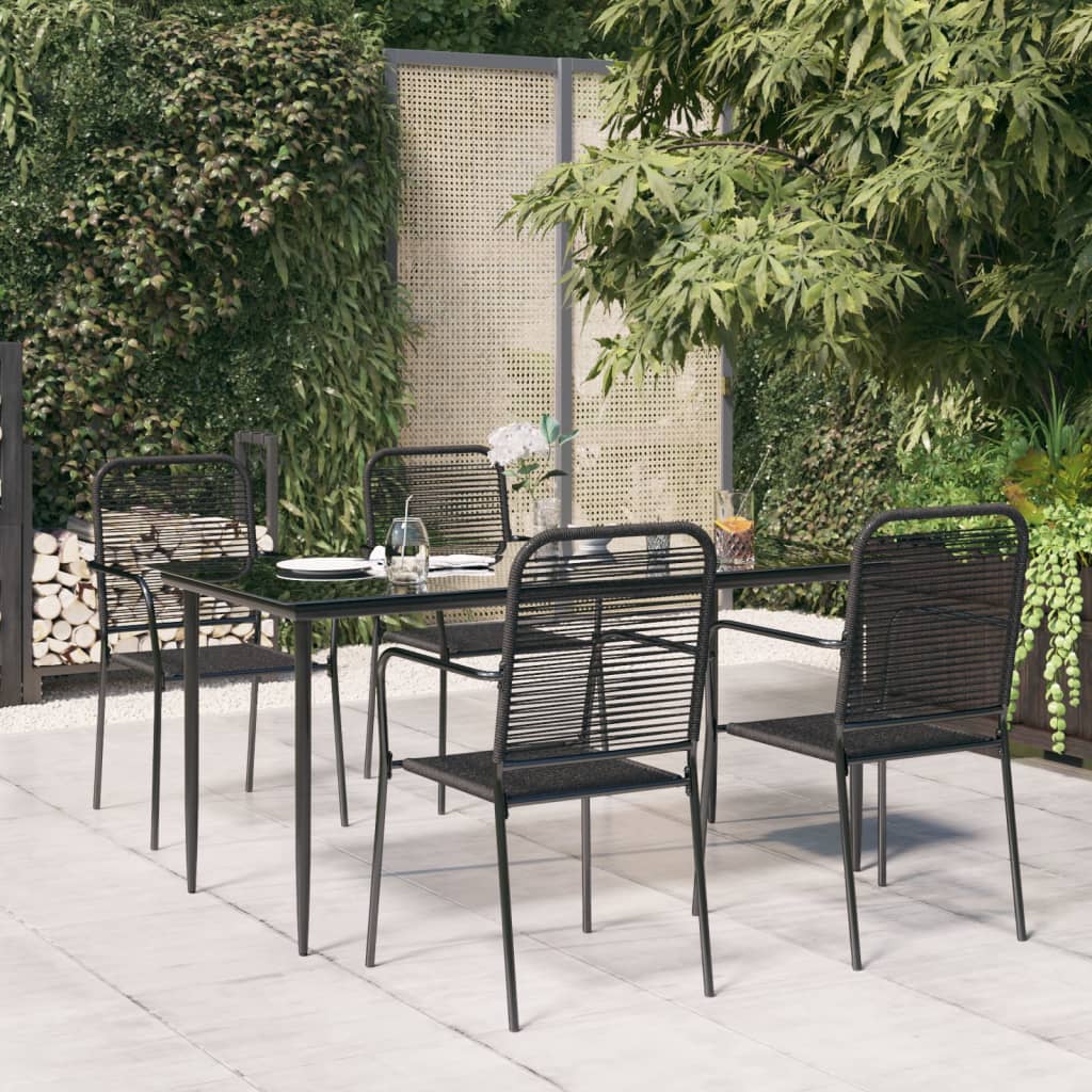Set Mobili Da Pranzo Per Giardino 5 Pz Nero