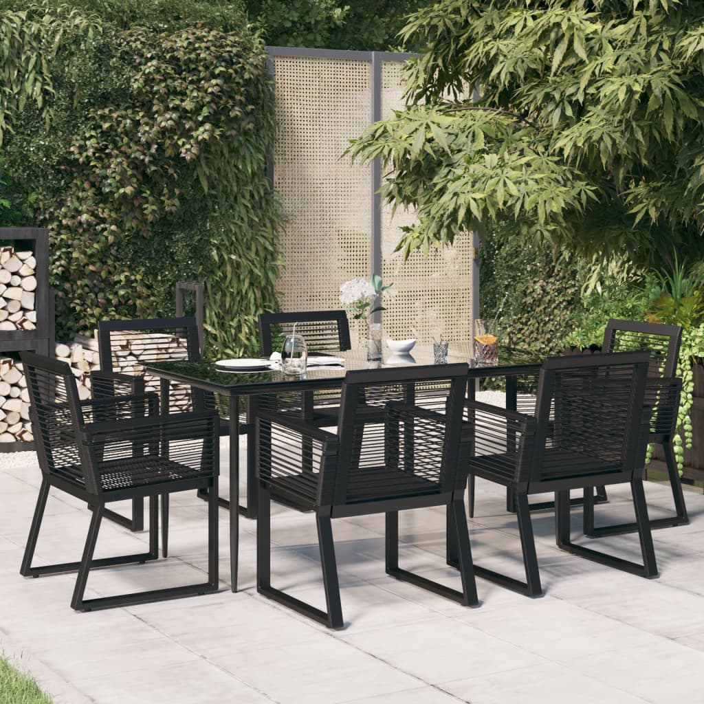 Set Mobili Da Pranzo Per Giardino 7 Pz Nero