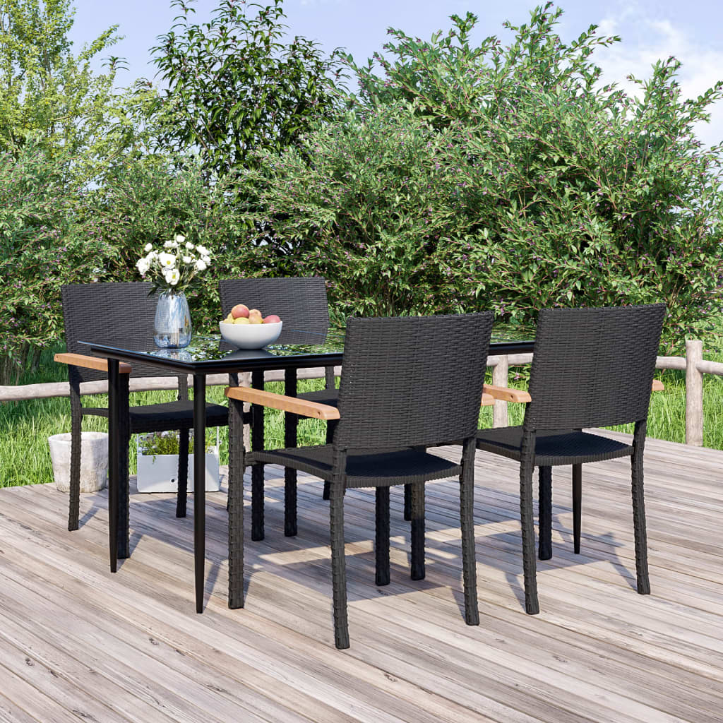 Set Mobili Da Pranzo Da Giardino 9 Pz Nero
