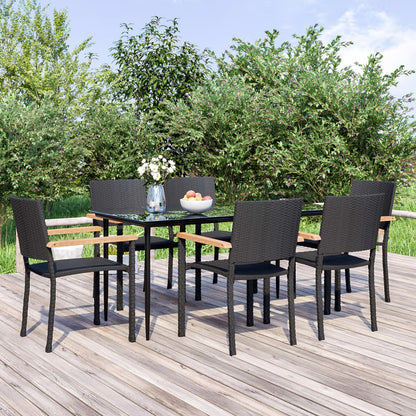 Set Mobili Da Pranzo Da Giardino 9 Pz Nero