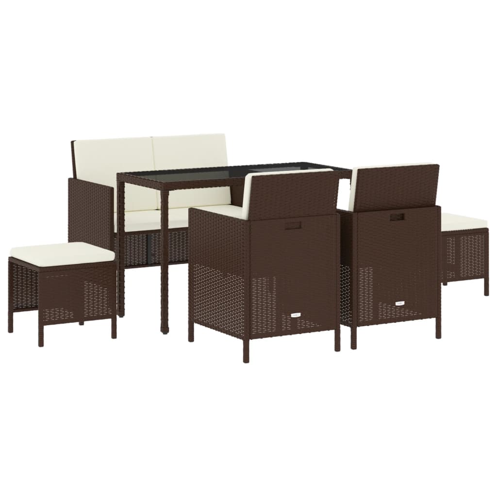 Set Da Pranzo Da Giardino 6Pz Con Cuscini In Polyrattan