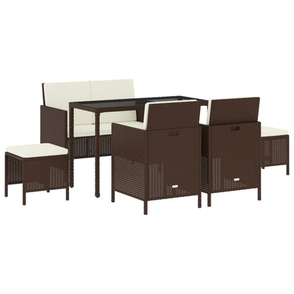 Set Da Pranzo Da Giardino 6Pz Con Cuscini In Polyrattan