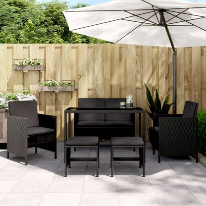 Set Da Pranzo Da Giardino 6Pz Con Cuscini In Polyrattan