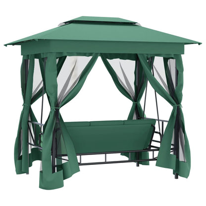Gazebo Con Panca A Dondolo Convertibile Tessuto E Acciaio