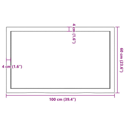 Ripiano A Parete 100X60X(2-6) Cm Massello Rovere Non Trattato Naturale