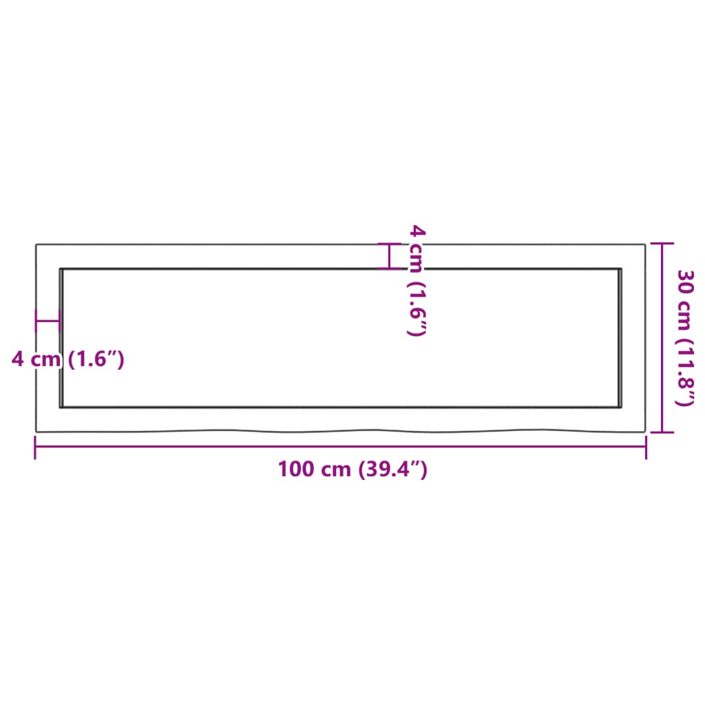Ripiano Muro Marrone 100X30X(2-6) Cm Massello Rovere Trattato Marrone Chiaro