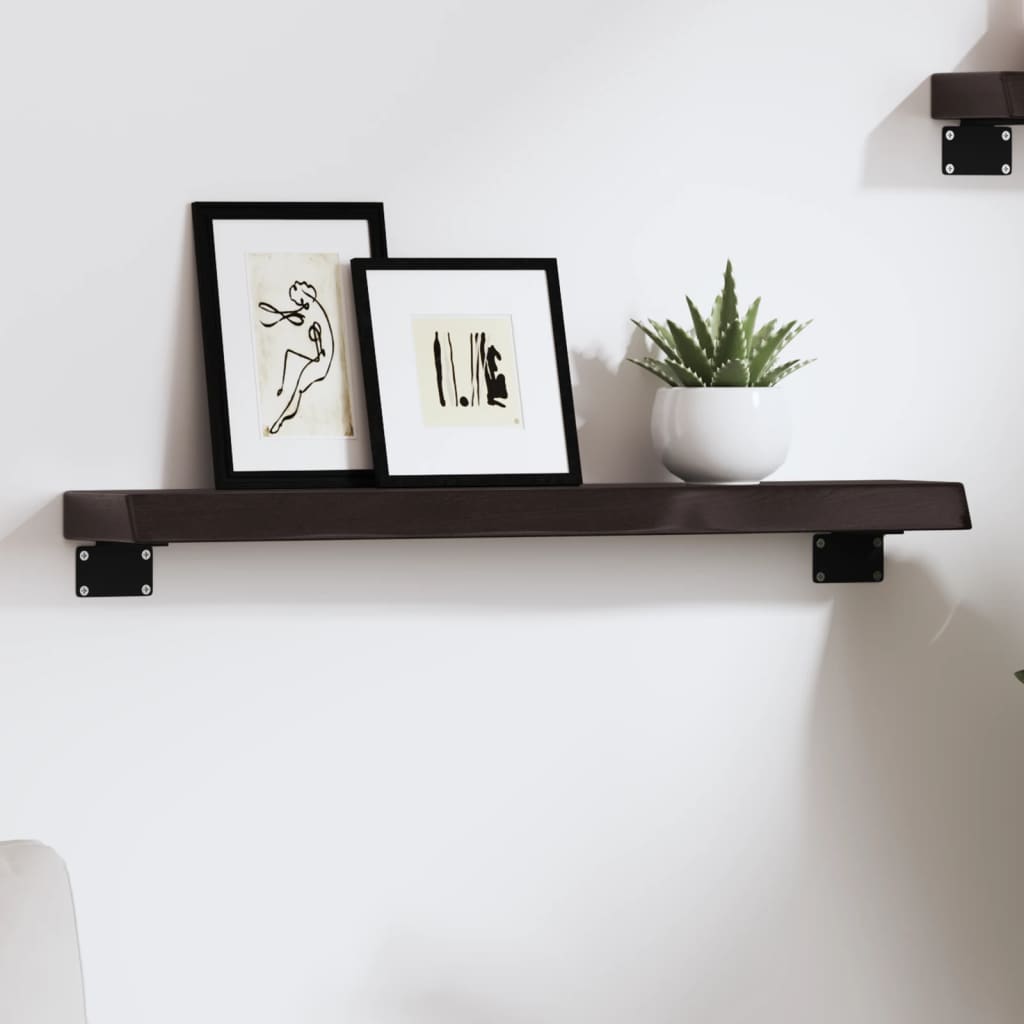 Ripiano 80X30X(2-6) Cm Massello Rovere Trattato Marrone Scuro