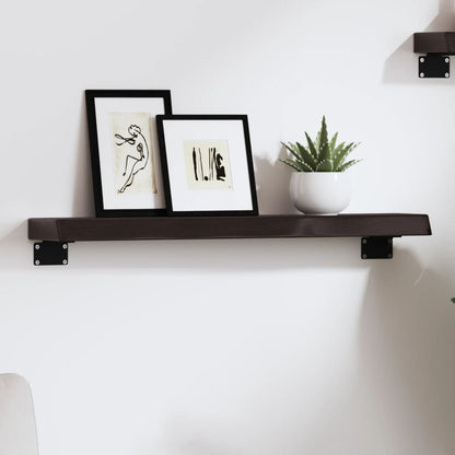 Ripiano 80X30X(2-6) Cm Massello Rovere Trattato Marrone Scuro