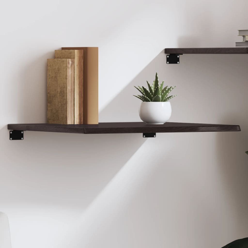 Ripiano 80X30X(2-6) Cm Massello Rovere Trattato Marrone Scuro