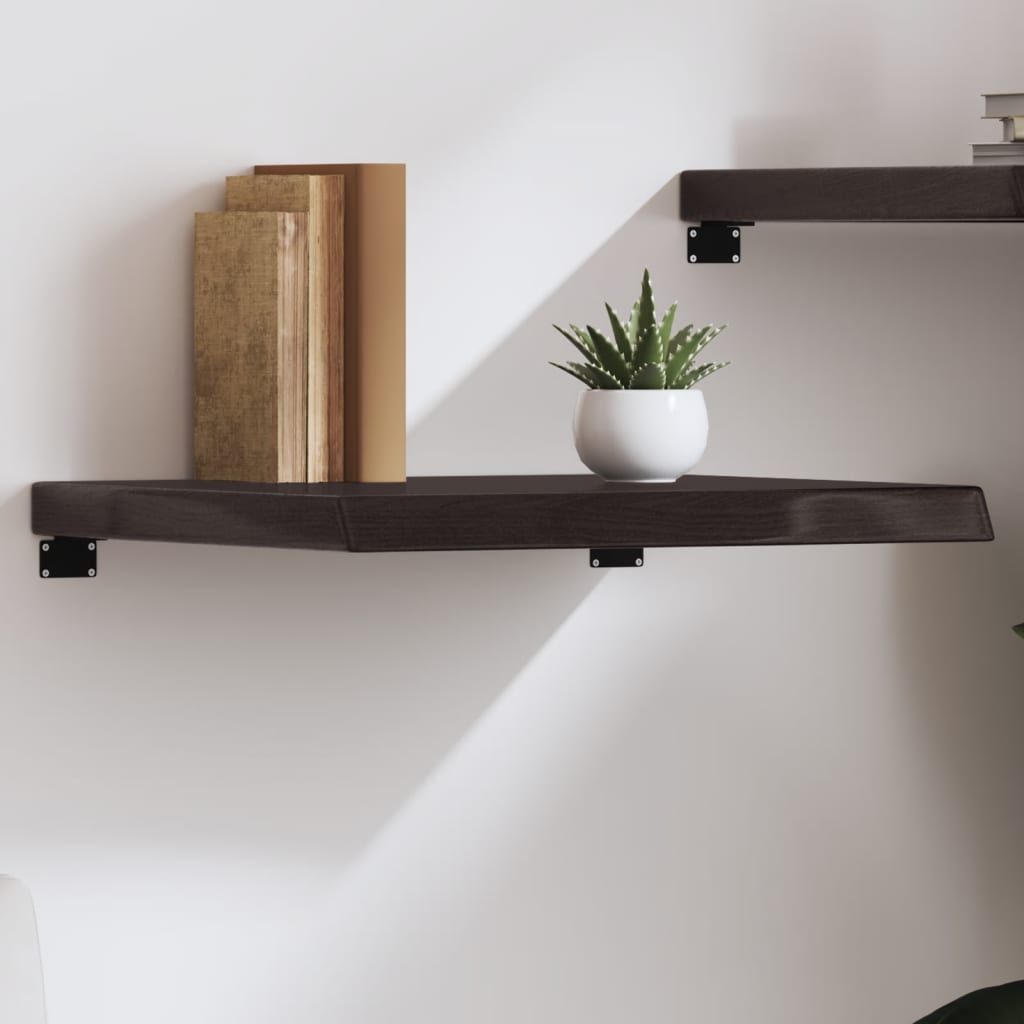 Ripiano 80X30X(2-6) Cm Massello Rovere Trattato Marrone Scuro