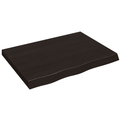 Ripiano 80X30X(2-6) Cm Massello Rovere Trattato Marrone Scuro