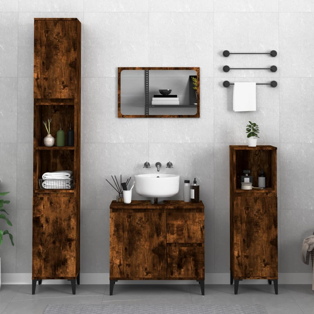 Set Mobili Da Bagno 3 Pz In Legno Multistrato