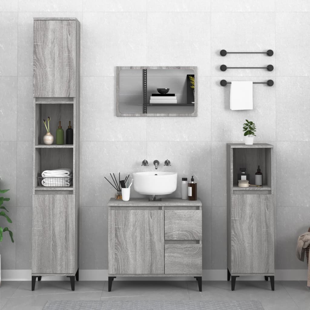 Set Mobili Da Bagno 3 Pz In Legno Multistrato
