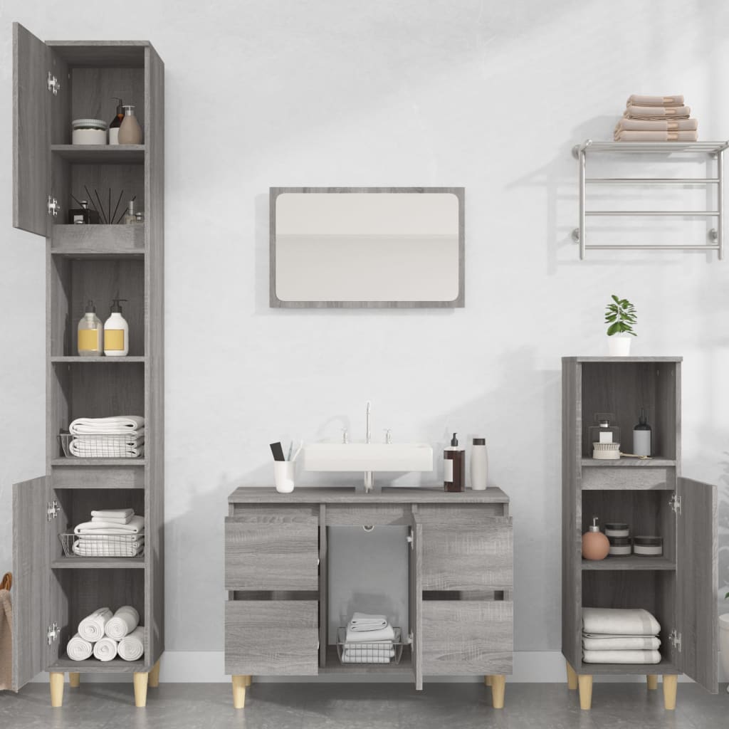 Set Mobili Da Bagno 3 Pz In Legno Multistrato