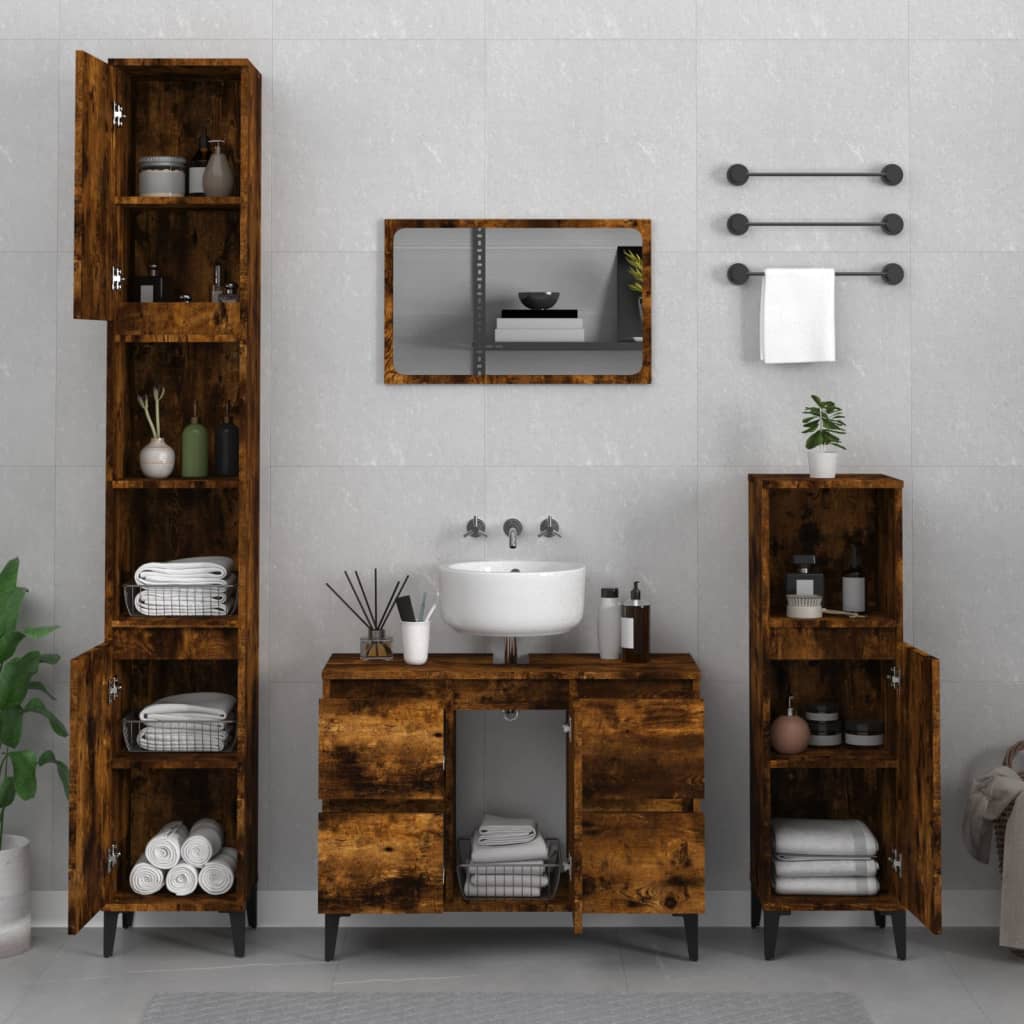 Set Mobili Da Bagno 3 Pz In Legno Multistrato