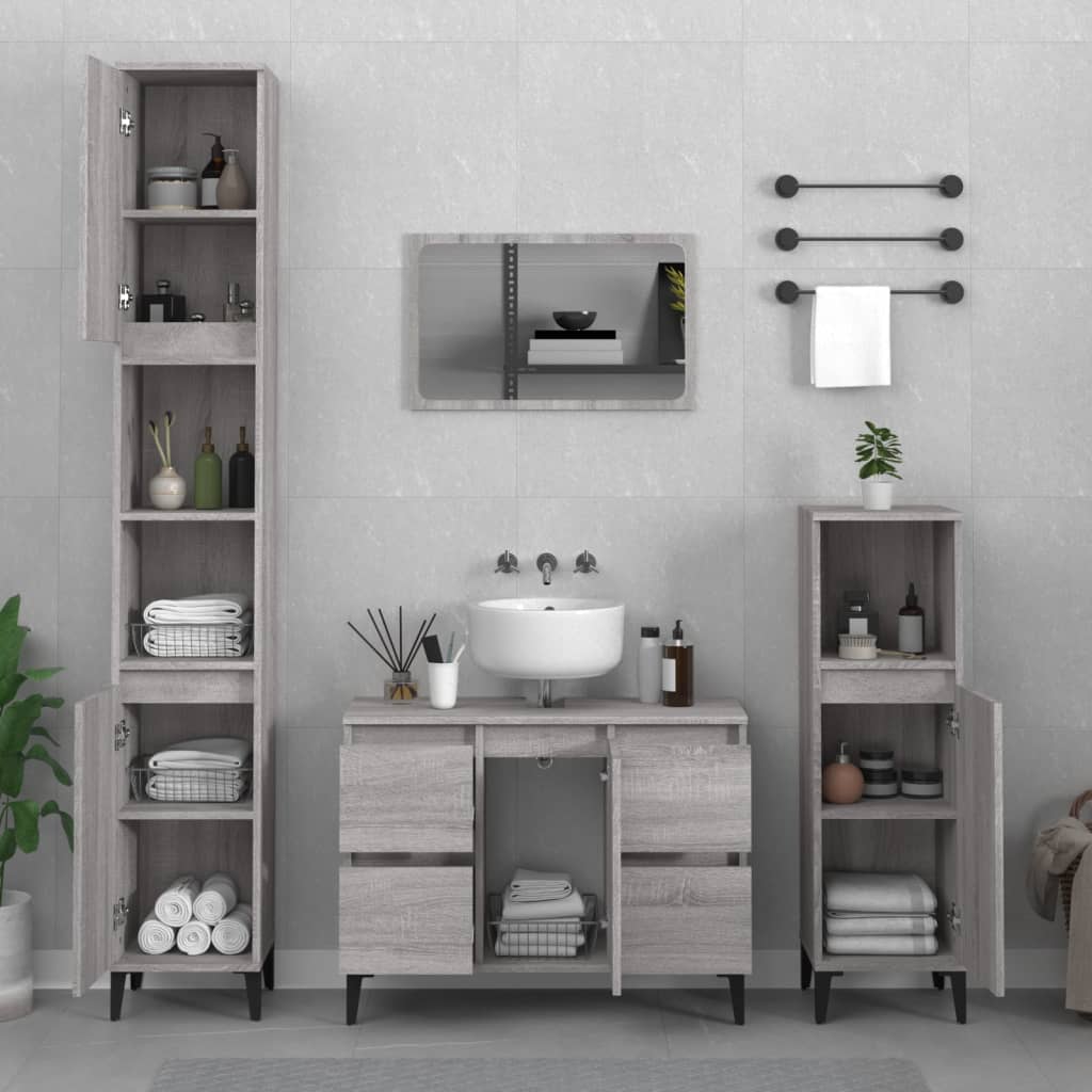 Set Mobili Da Bagno 3 Pz In Legno Multistrato
