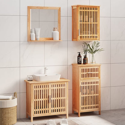 Set Mobili Da Bagno 4Pz In Legno Massello Di Noce