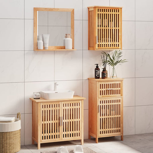 Set Mobili Da Bagno 4Pz In Legno Massello Di Noce
