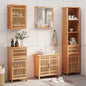 Set Mobili Da Bagno 4Pz In Legno Massello Di Noce