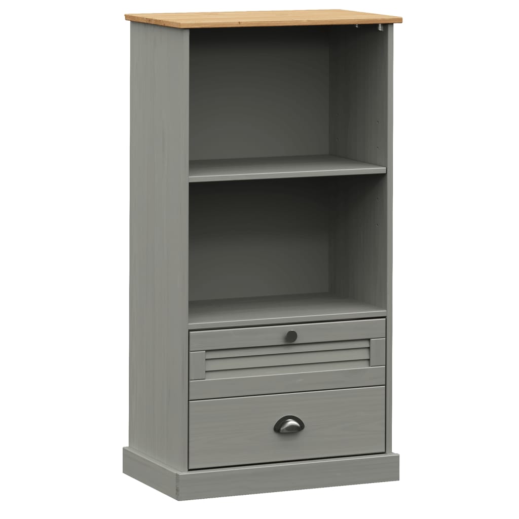 Libreria Vigo 60X35X114,5 Cm In Legno Massello Di Pino Grigio
