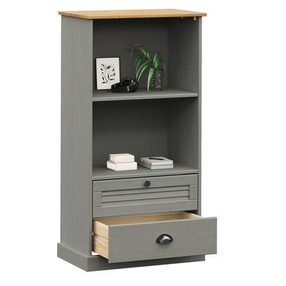 Libreria Vigo 60X35X114,5 Cm In Legno Massello Di Pino Grigio